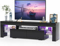 JUMMICO TV Stand, Modern Lighting TV Cabinet Entertainment Center Media and by JUMMICO