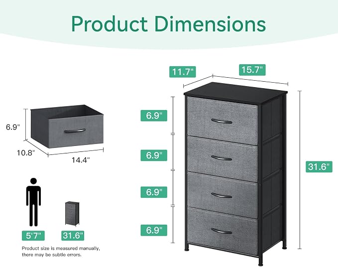 AODK Dresser for Bedroom with 4 Storage Drawers, Small Dressers Chest of - Image 3