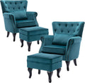 Accent Chairs with Ottoman Set of 2 Velvet Wingback Club Chair Upholstered by DMFurniture
