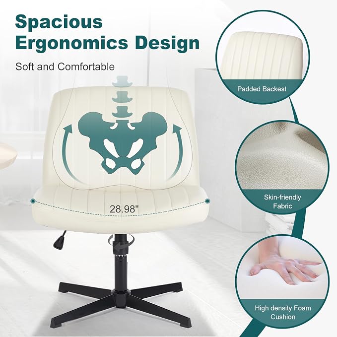 OLIXIS Criss Cross Legged Chairs Armless No Wheels Wide Seat Height Adjustable - Image 3