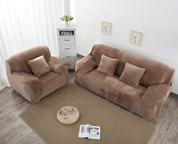vctops 1-Piece Velvet Plush Stretch Chair Sofa Slipcover Soft Fuzzy Fluffy - Image 3