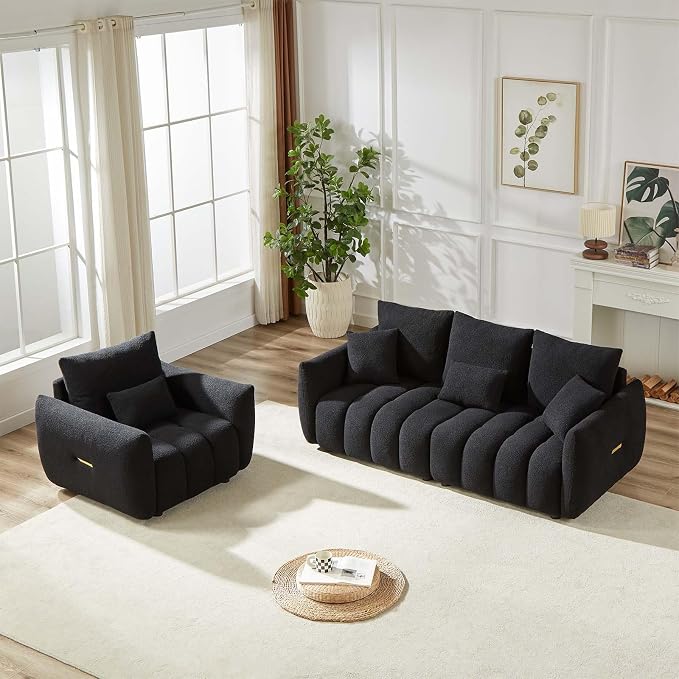 Antetek 35" Modern Accent Single Sofa Chair, Comfy Deep Seat Teddy Living Room - Image 4