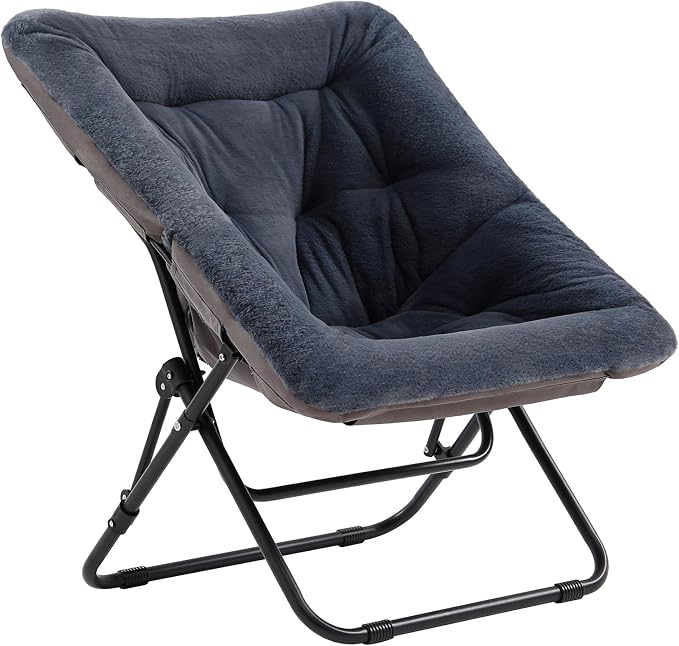 Tiita Comfy Folded Chair, Soft Faux Fur Oversized Folding Accent Chair by TiitaHome