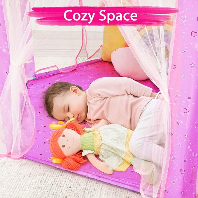 Monobeach Princess Tent Girls Unicorn Large Playhouse Kids Castle Play Tent - Image 5