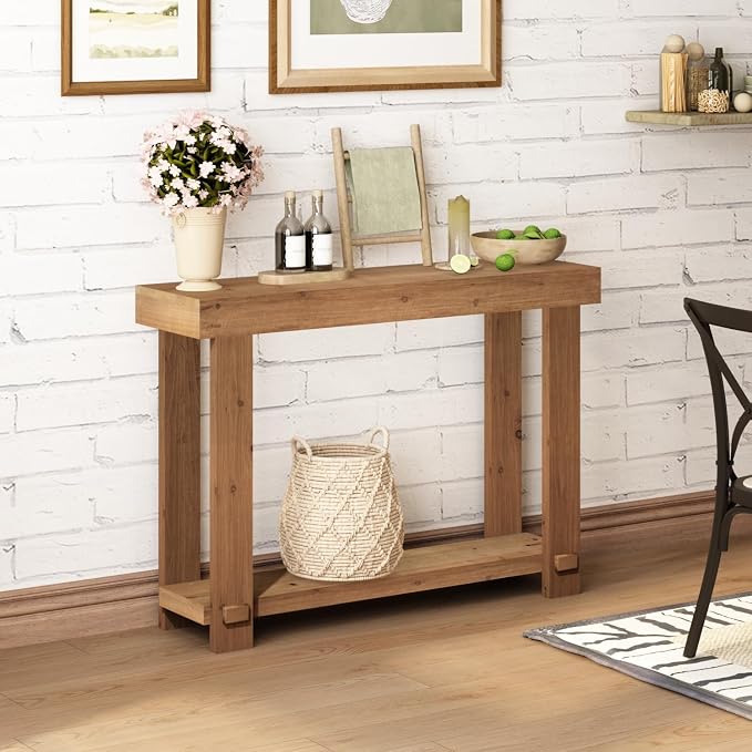 WINWYY Solid Wood Console Table, 42.5" Farmhouse Entryway Tables Thickened - Image 7