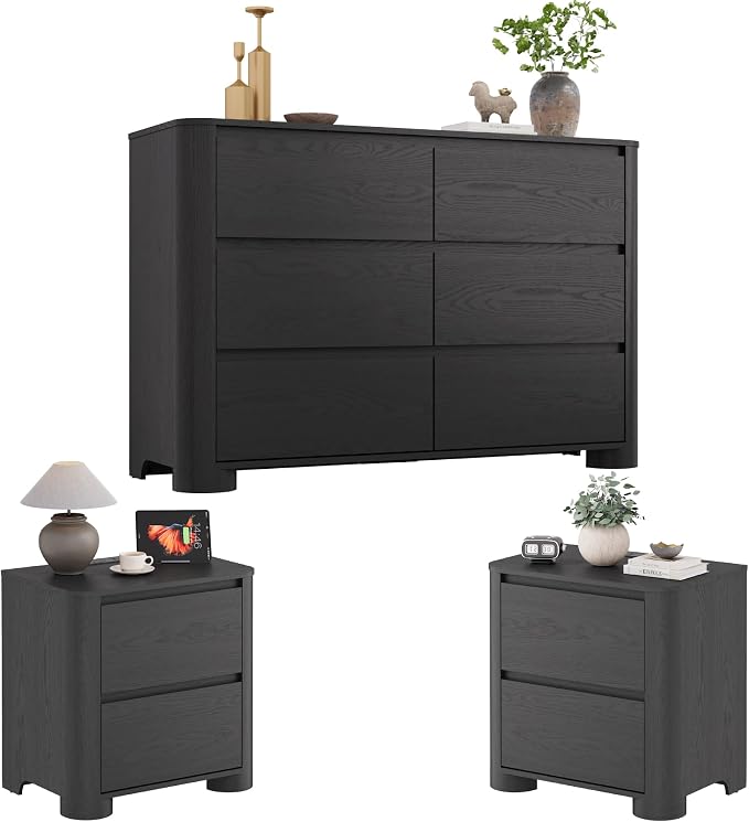 YANSNWO Modern Minimalist Dresser and Nightstand Sets 3 Piece Bedroom Set by YANSNWO
