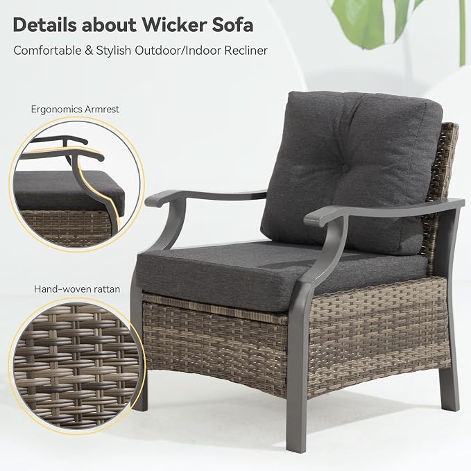Outdoor Patio Furniture Set, 6 Pieces Outdoor Conversation Sets - Image 3