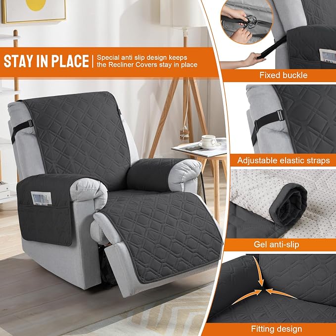VANSOFY 100% Waterproof Recliner Chair Covers, Recliner Cover Non-Slip Dog - Image 3