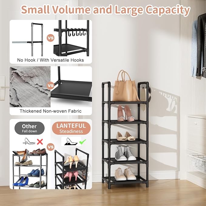 LANTEFUL Narrow Shoe Rack 5 Tier Shoe Shelf Storage - Image 6