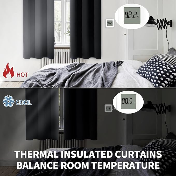 BGment Black Blackout Curtains for Bedroom 63 Inch Length 2 Panels Set - Image 4