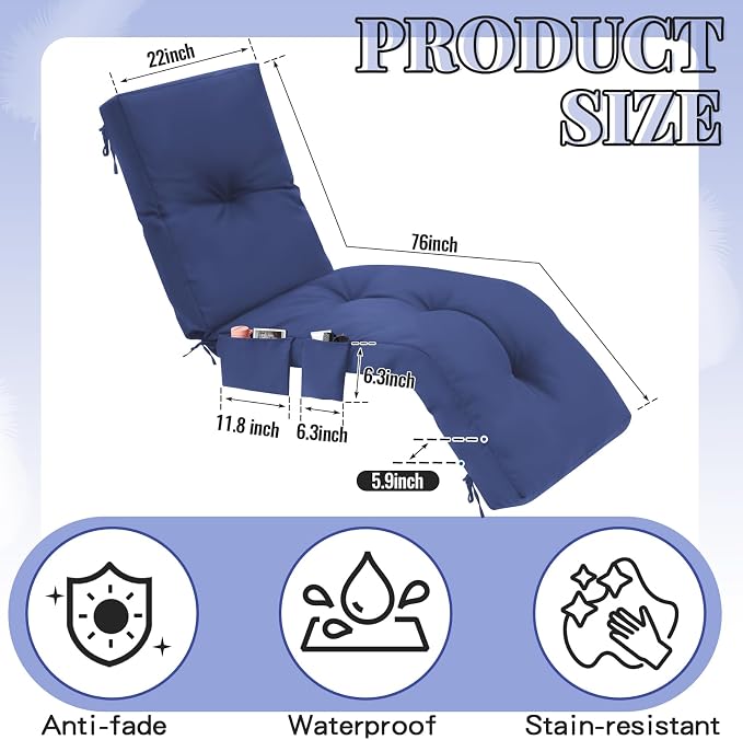 Outdoor Chaise Lounge Cushions - Image 2