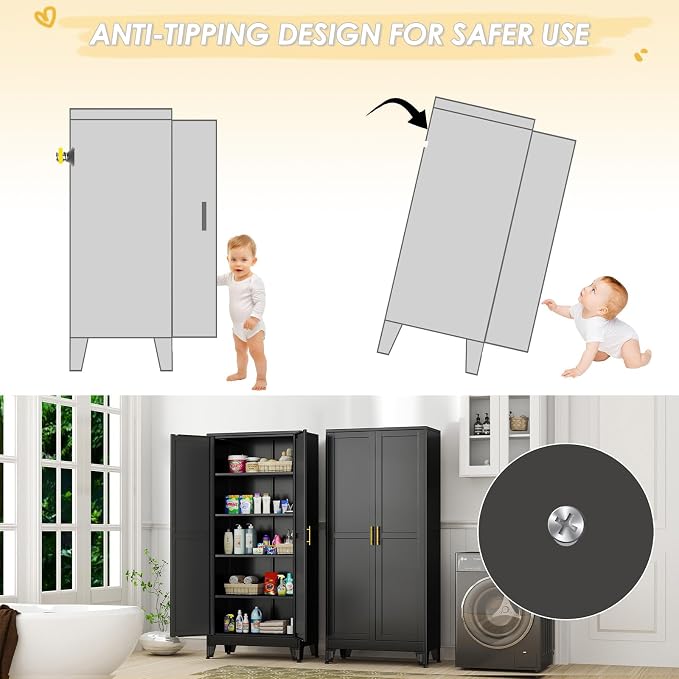 GAIOUS 71" Tall Metal Storage Cabinet - Image 6