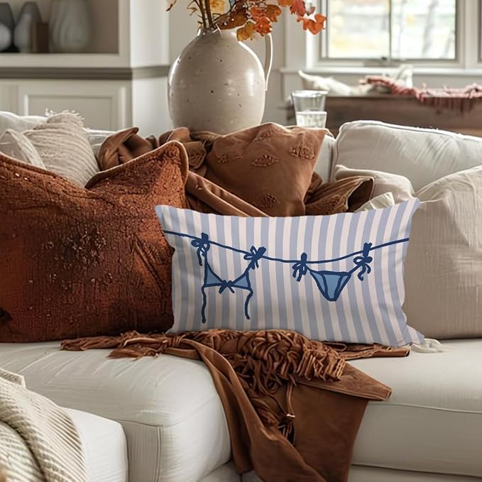 Beachy Throw Pillow Cover 12x20, Trendy Indoor Outdoor Lumbar Pillow Cover - Image 2
