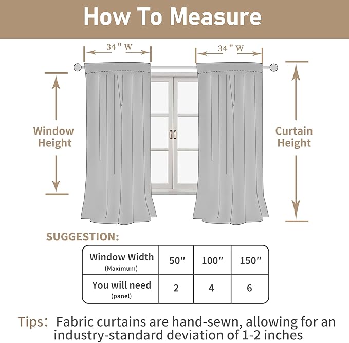 LAMIT 45 Inch Short Window Linen Curtains, Light Filtering Panels Back Tab and - Image 7