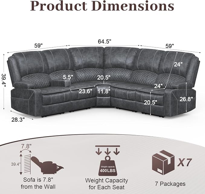 Yolsali Manual Reclining Sectional Sofa Set, 5 Seats Soft Dutch Velvet Recliner - Image 2