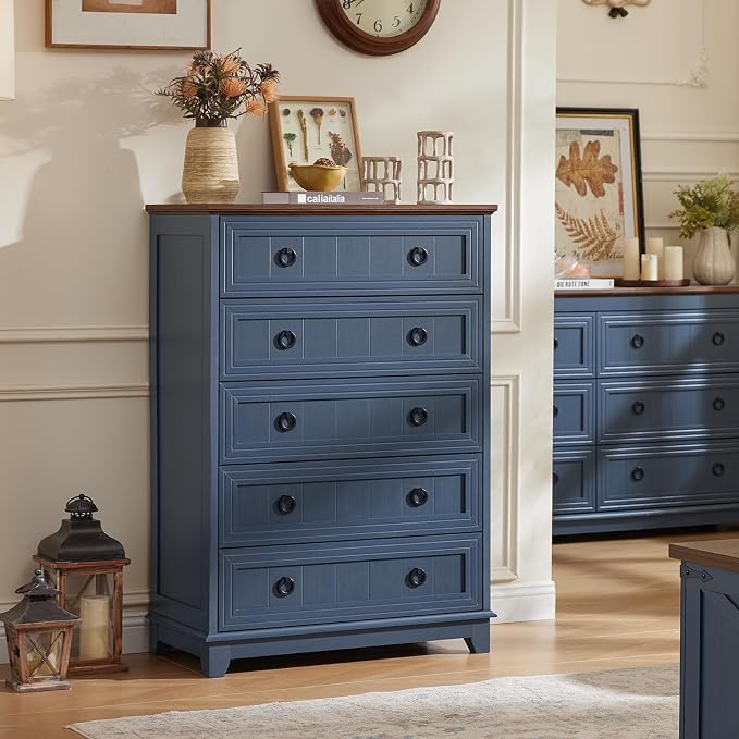 Joaxswe Farmhouse 5 Drawer Dresser - Image 8