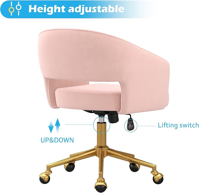 Home Office Chair Swivel Velvet Desk Chair Accent Armchair Upholstered Modern - Image 4