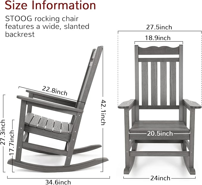 Stoog Outdoor & Indoor Rocking Chair, All-Weather Porch Rocker - Image 3