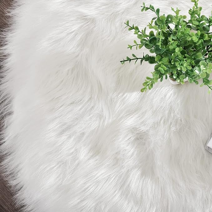 Latepis White Runner 2x6 Faux Sheepskin Fluffy Rug Furry Plush Rugs Faux Fur - Image 7