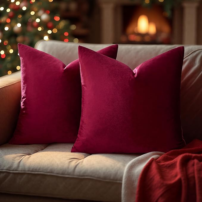 GIGIZAZA Velvet Pillow Covers 20x20: Pack of 2 Throw Pillows Soft Solid Covers - Image 4