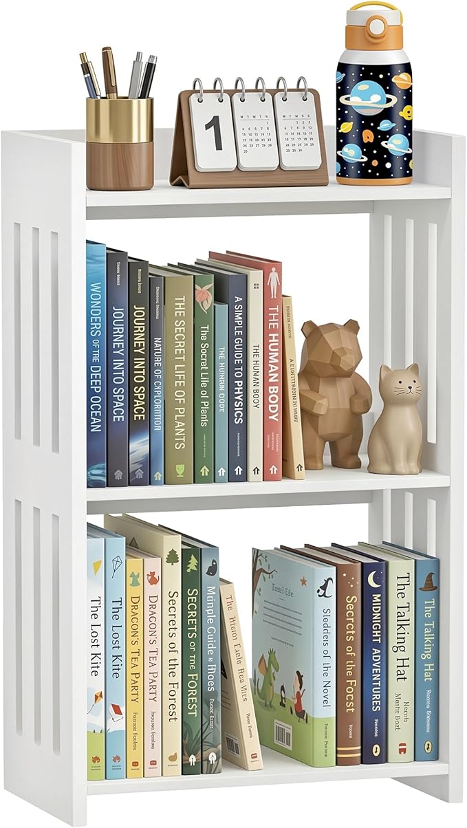 HAYOFAMY Bookshelf, Bookcase for Small Spaces, 3 Tier White Book Organizer by HAYOFAMY