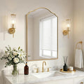 Besdomus Scalloped Gold Mirror for Bathroom: 24"x36" Minimalist Modern Arched by Besdomus