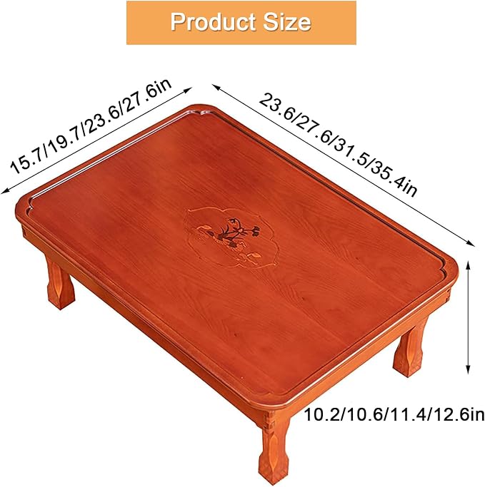 Rectangle Folding Coffee Table, Solid Wood Low Table Meditation Table - Image 2
