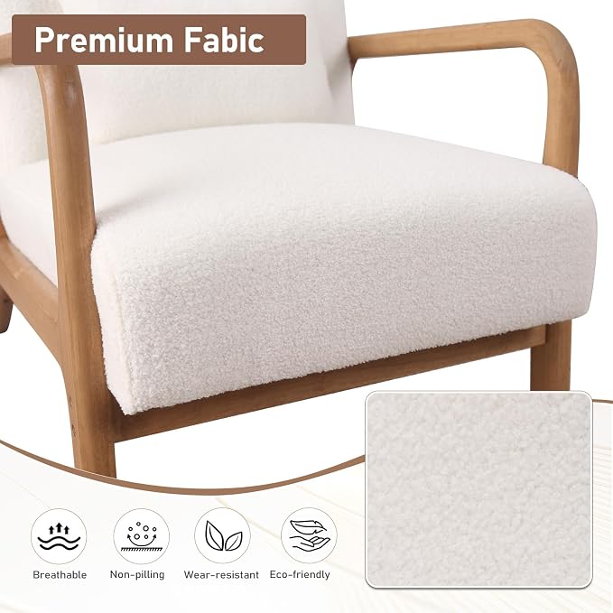ANJ Mid Century Modern Accent Chair, Single Fabric Lounge Reading Armchair - Image 6