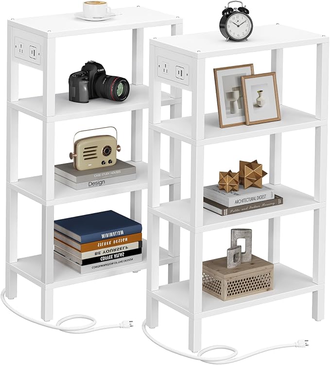 TUTOTAK Narrow Side Table with Charging Station, Small End Table with USB Ports by ChoosetutotakFurnitureBuildYourCozyHome