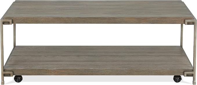 50 inch Wood Coffee Table with Removable Casters, Industrial Living Room Center - Image 6