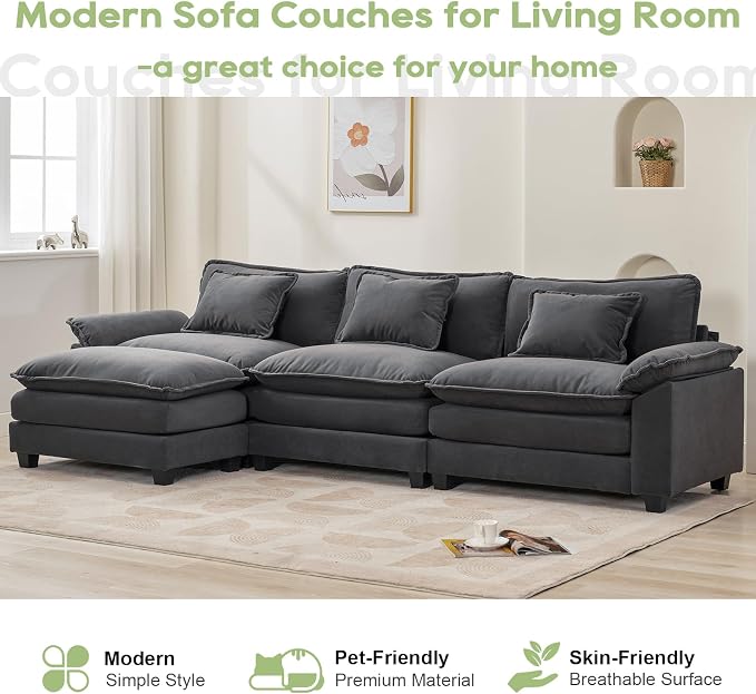 Oprisen 120" Modular Sectional Sofa, Comfy Cloud Couch Sectional Sofa - Image 7