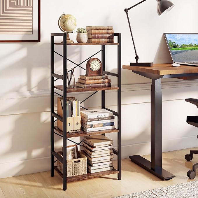 Tangkula 3-Tier Industrial Bookshelf, 16.5" Width Wooden Open Bookcase - Image 6