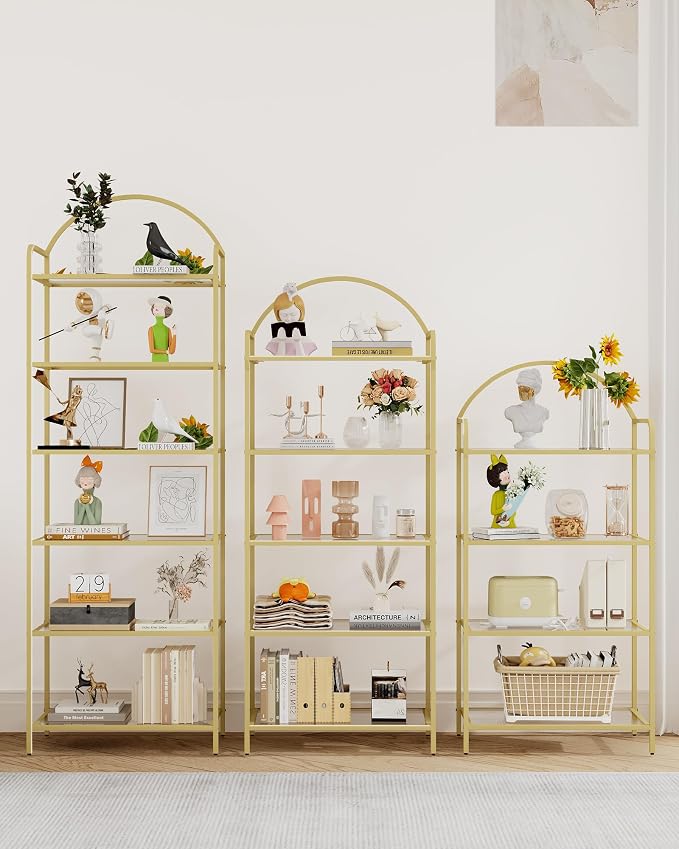 Hzuaneri Bookcase Bookshelf, Tempered Glass Bookshelves, Slim Shelving Unit - Image 8