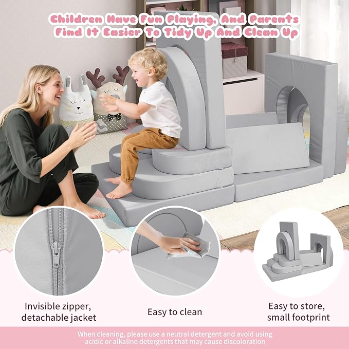 12 Pcs Modular Kids Play Couch, Toddler Couches That Fold Out, Plush Foam Chair - Image 7
