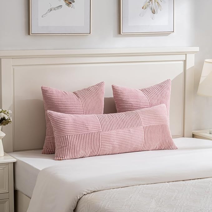 Fancy Homi 2 Packs Blush Pink Euro Decorative Throw Pillow Covers 28x28 Inch - Image 5