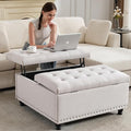 Tbfit Large Square Storage Ottoman Bench, Tufted Upholstered Coffee Table by TBfit
