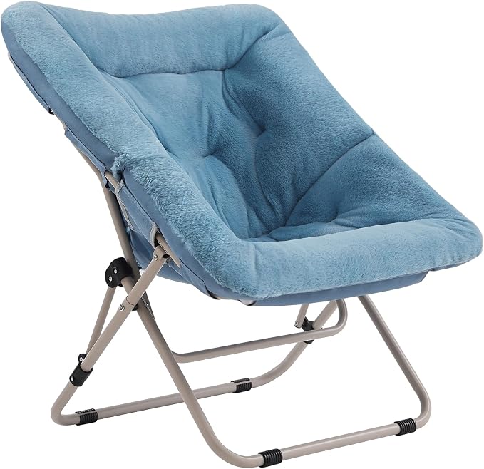 Tiita Comfy Saucer Chair, Soft Faux Fur Oversized Folding Accent Chair by TiitaHome