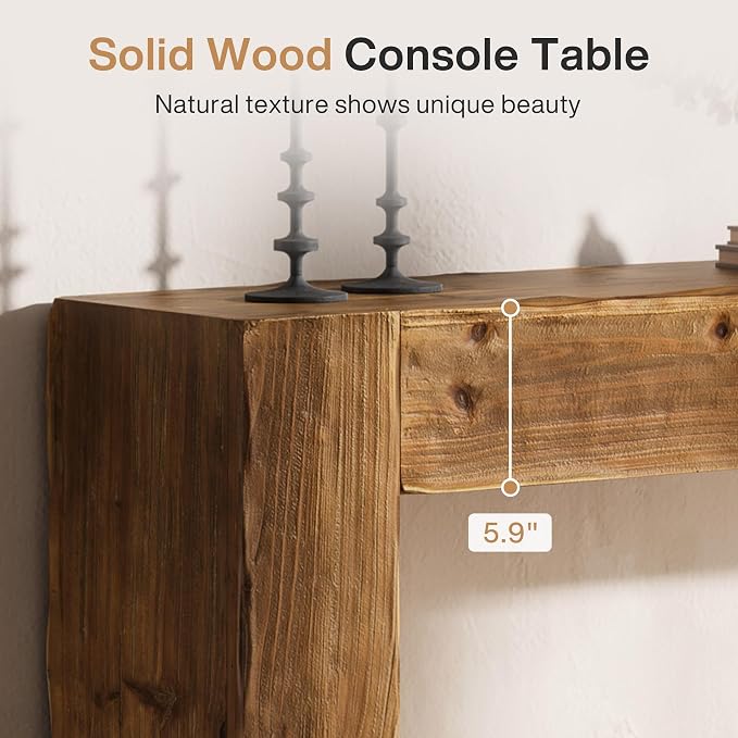 Solid Wood Console Table, 63-Inch Farmhouse Sofa Table Behind Couch - Image 5
