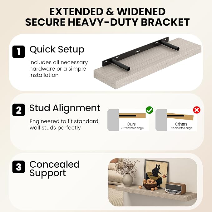 Fun Memories 60 Inch Fireplace Mantel Shelf, Deep Floating Shelves - Image 7