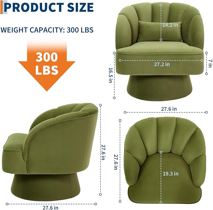 Garvee Ultra-Plush Swivel Accent Chair, 360° Barrel Lounge Chair - Image 2