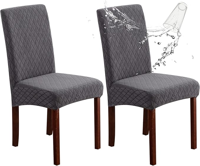 Genina Waterproof Chair Covers for Dining Room Set of 2, Stretch Jacquard by Genina