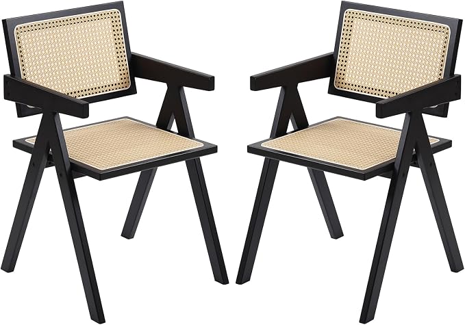 Furlide Rattan Dining Chairs Set of 2, Modern Mid Century Dining Chairs by Furlide