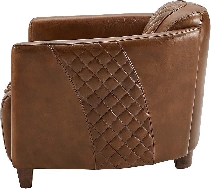 Art Leon Genuine Leather Chair, Mid Century Industrial Accent Arm Chair - Image 7