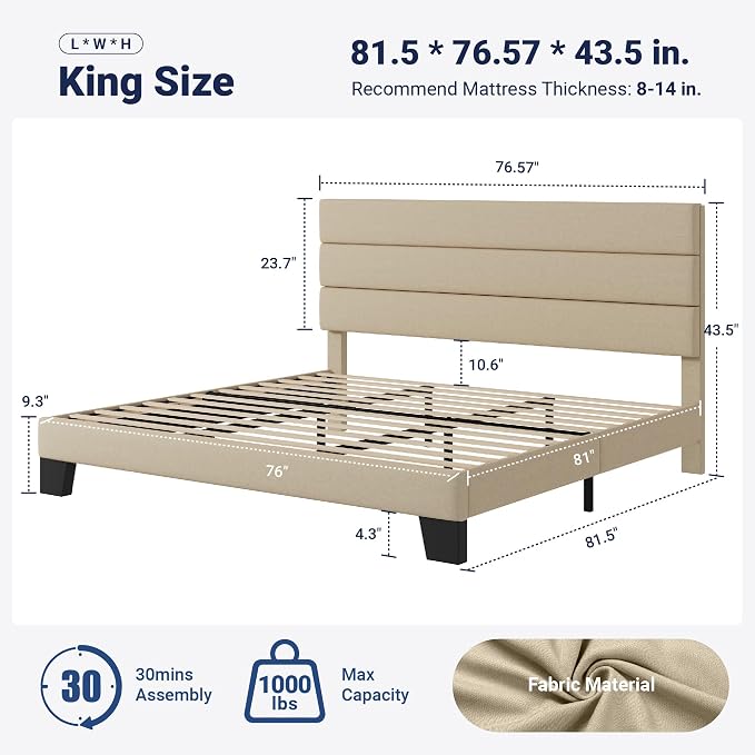 Allewie King Size Platform Bed Frame - Image 2