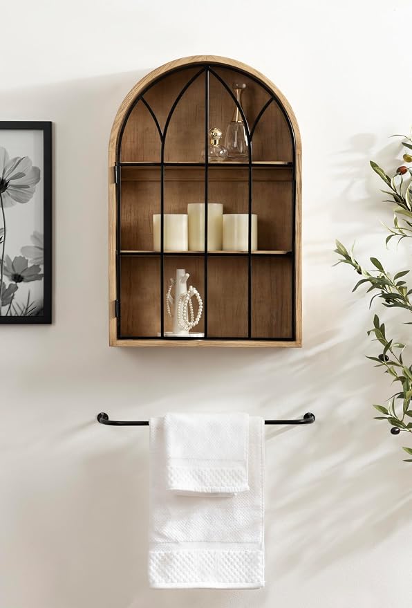 Kate and Laurel Megara Decorative Wooden Hanging Arched Wall Cabinet - Image 4