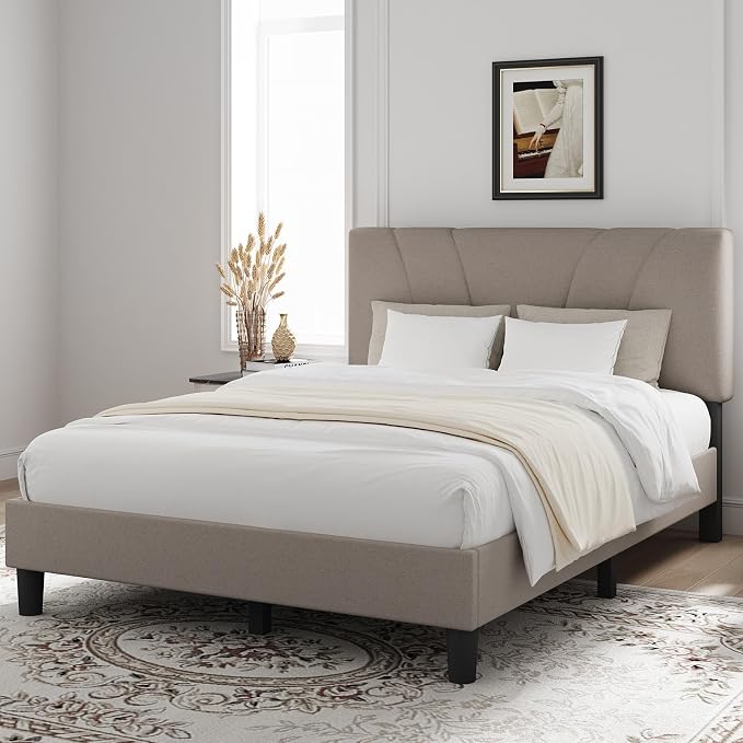 Novilla Queen Bed Frame with Headboard, Bed Frame Queen Size with Wood Slats - Image 3
