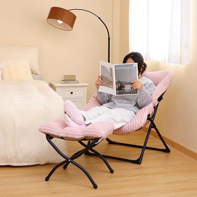 Comfy Saucer Chair for Adults, Soft Faux Fur Bedroom Chair, Accent Dorm Chairs - Image 5