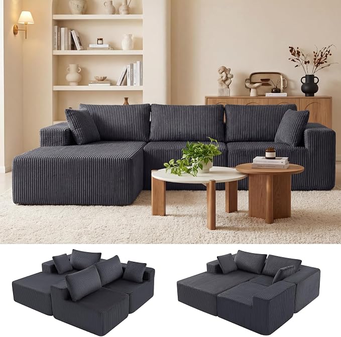 DUMOS 108" Boneless Couch, Cloud Sectional Couch by DumosLifestyle