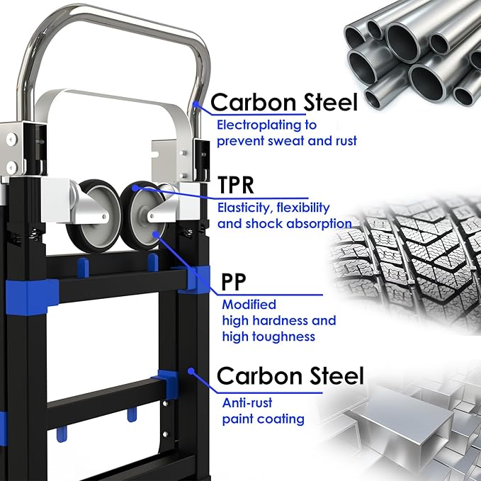Black Convertible Hand Truck Dolly Cart - Image 3