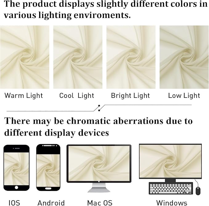 Lecloud Cream Sheer Curtains 78 Inches Long 2 Panels, Elegant Light Filtering - Image 8